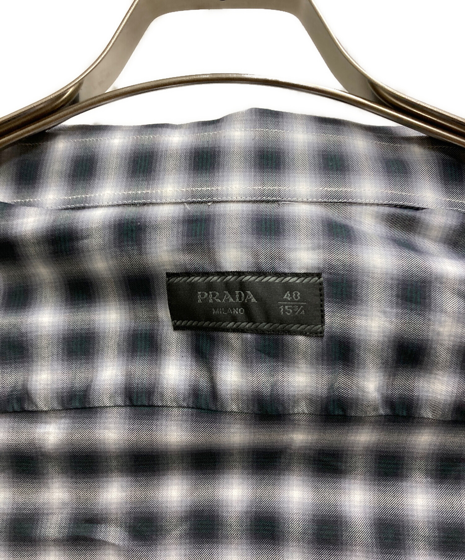 PRADA プラダ オンブレチェックシャツ 中古・古着通販】PRADA (プラダ) オンブレチェックシャツ グレー