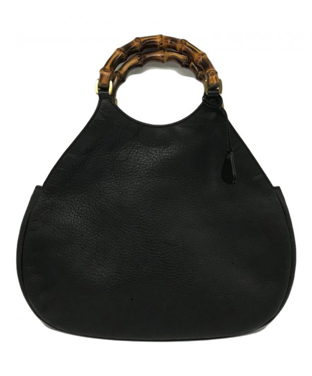 中古・古着通販】GUCCI (グッチ) レザートートバッグ ブラック