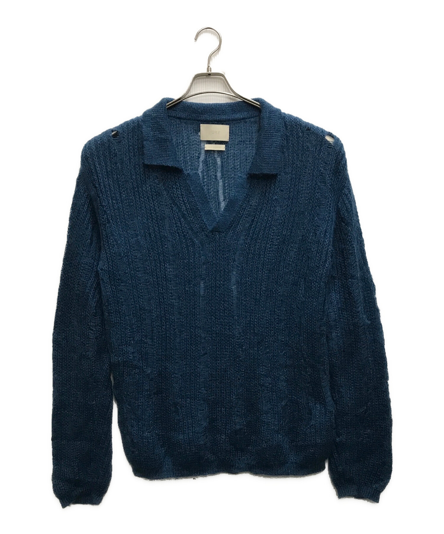 中古・古着通販】YOKE (ヨーク) SILK MOHAIR SKIPPER SWEATER ブルー
