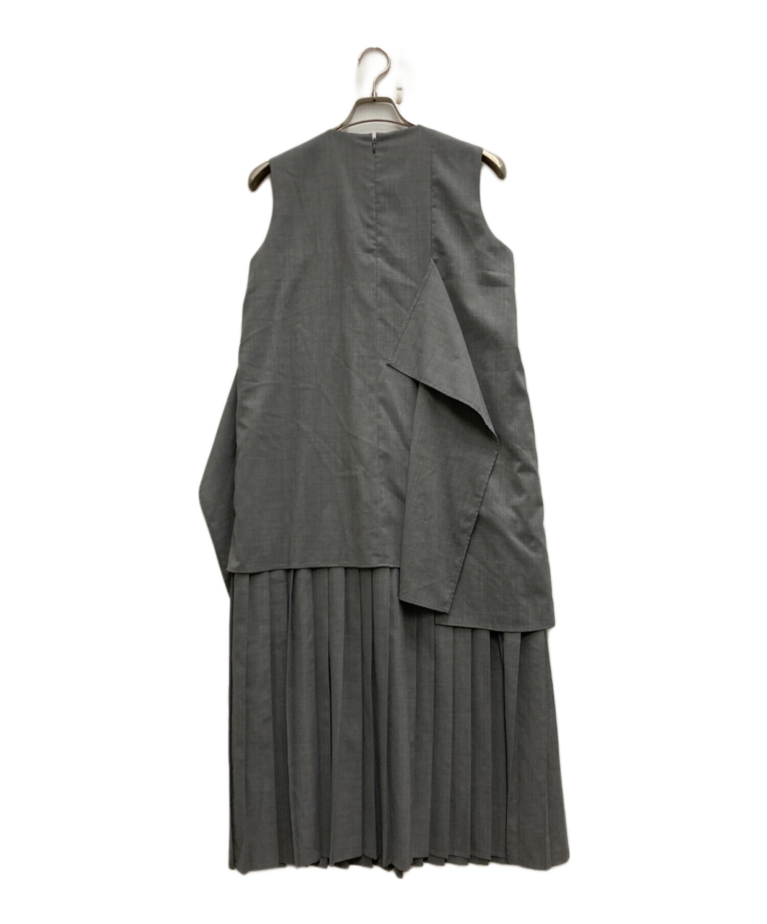 中古・古着通販】ENFOLD (エンフォルド) SQUARE DRAPE DRESS グレー