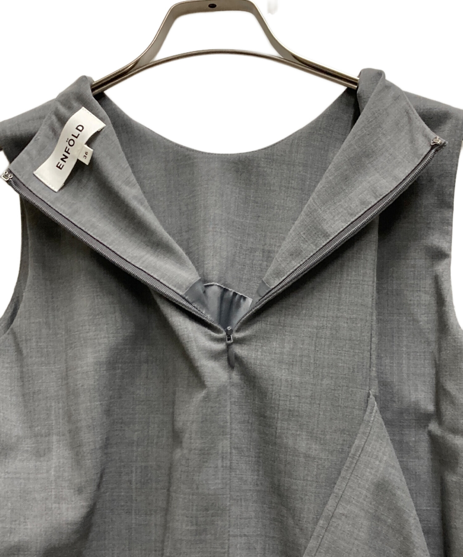中古・古着通販】ENFOLD (エンフォルド) SQUARE DRAPE DRESS グレー