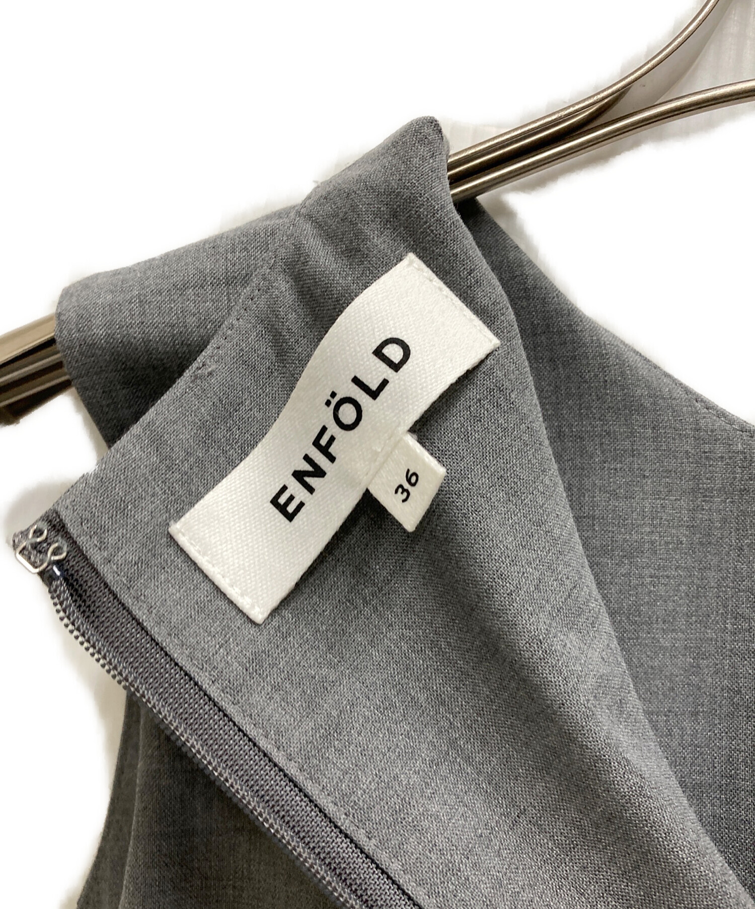 中古・古着通販】ENFOLD (エンフォルド) SQUARE DRAPE DRESS グレー