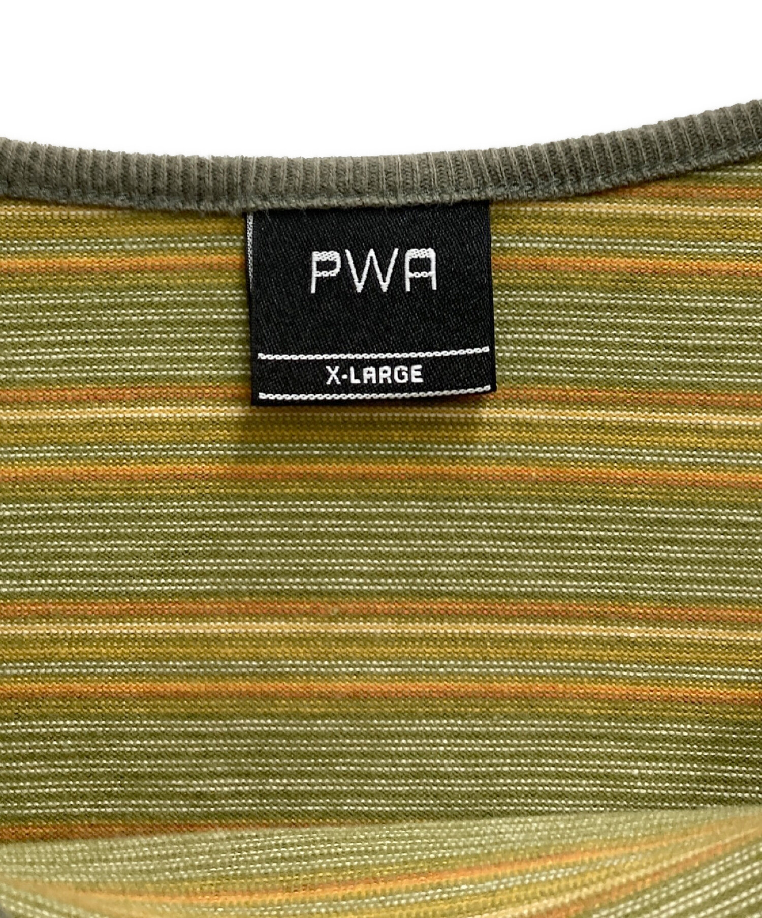 中古・古着通販】PWA (プア) STRIPED PIPING L/S TEE オレンジ×カーキ
