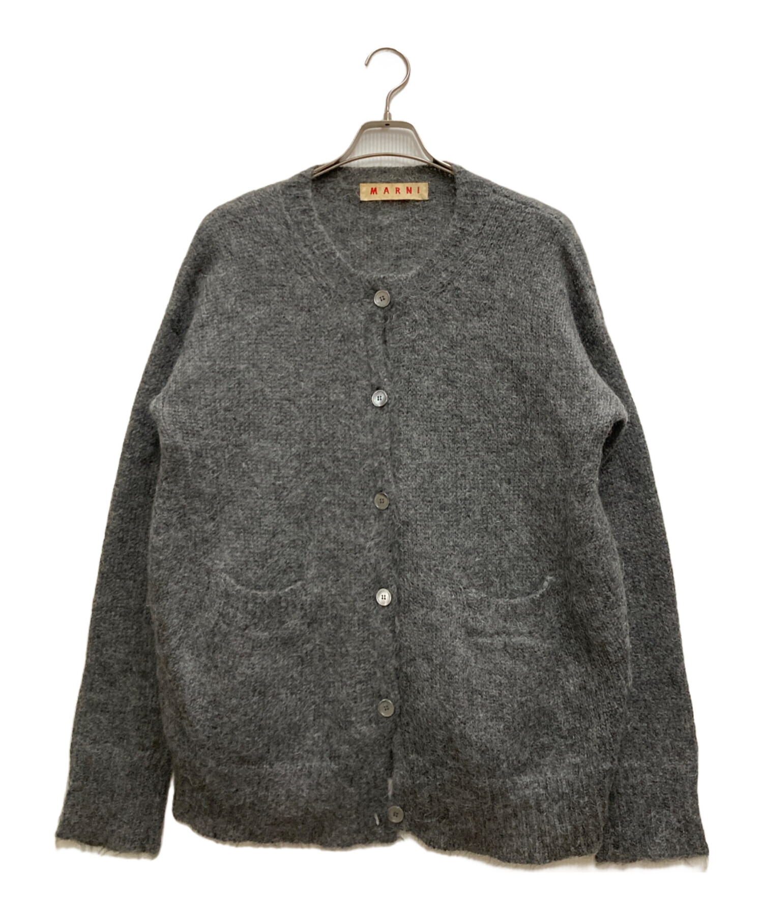 中古・古着通販】MARNI (マルニ) モヘア丸首カーディガン グレー 