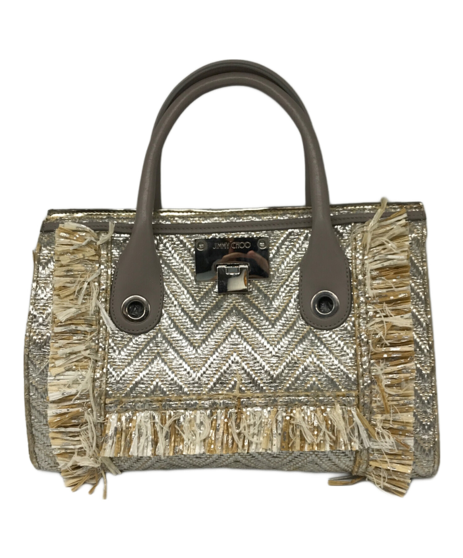 中古・古着通販】JIMMY CHOO (ジミーチュウ) ラフィアハンドバッグ