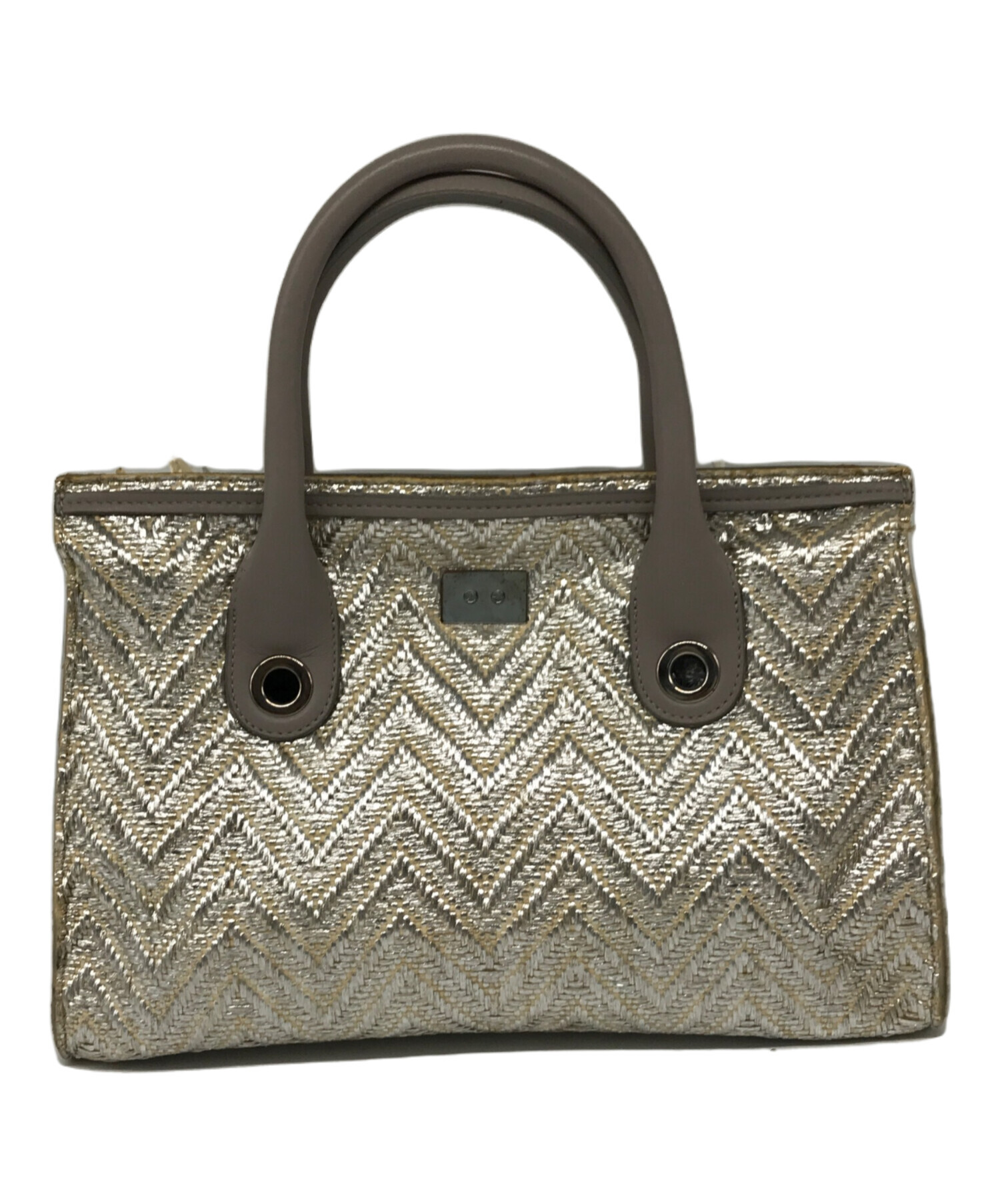 中古・古着通販】JIMMY CHOO (ジミーチュウ) ラフィアハンドバッグ 