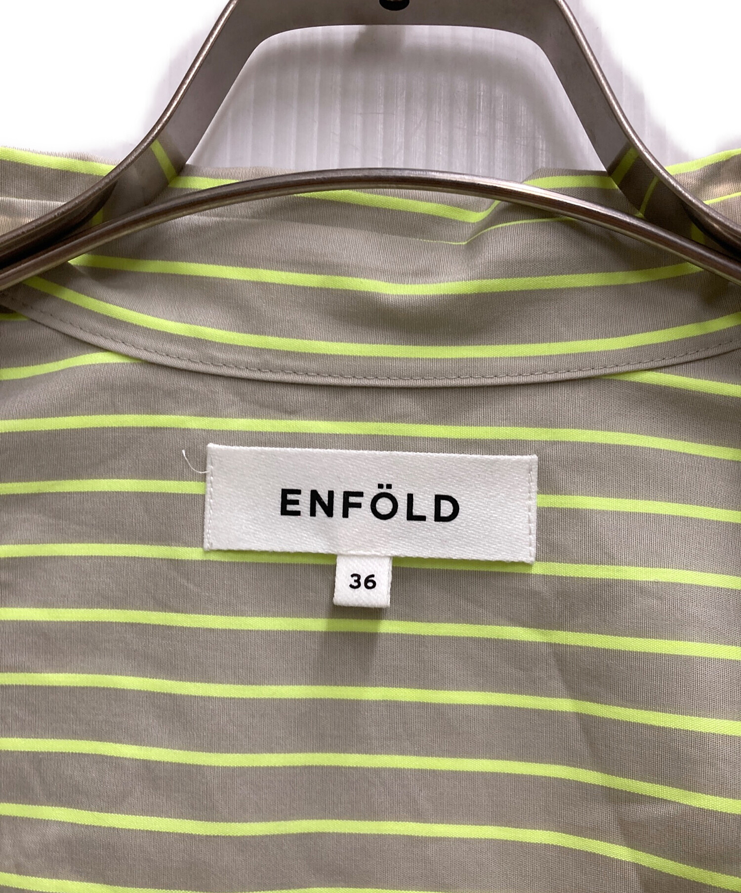 中古・古着通販】ENFOLD (エンフォルド) Neon Stripeシャツロンパース 