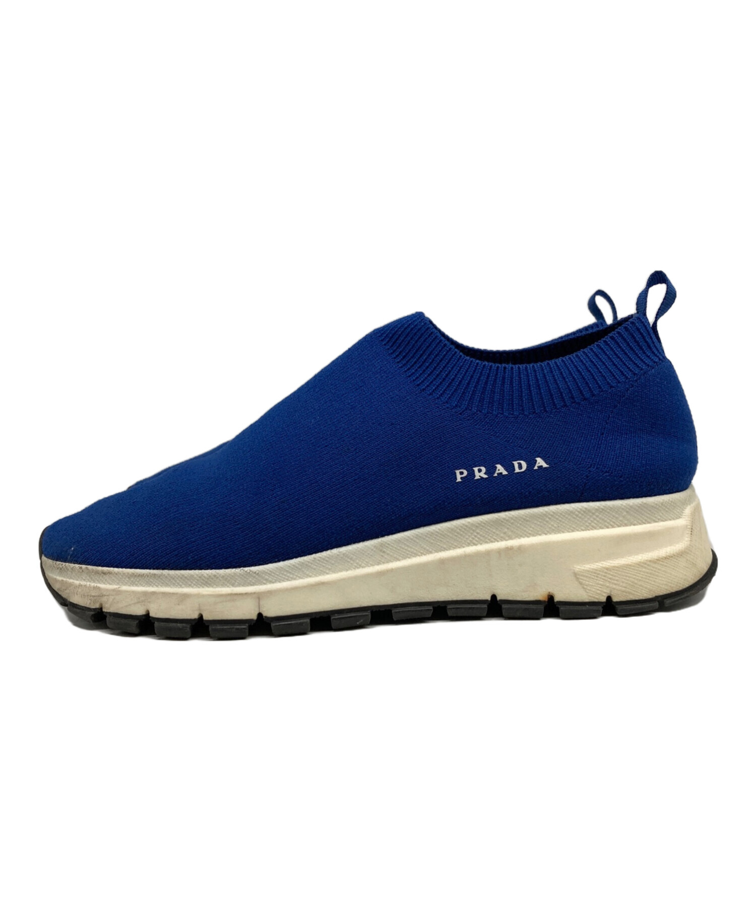 中古・古着通販】PRADA (プラダ) ニットソックススニーカー ブルー 