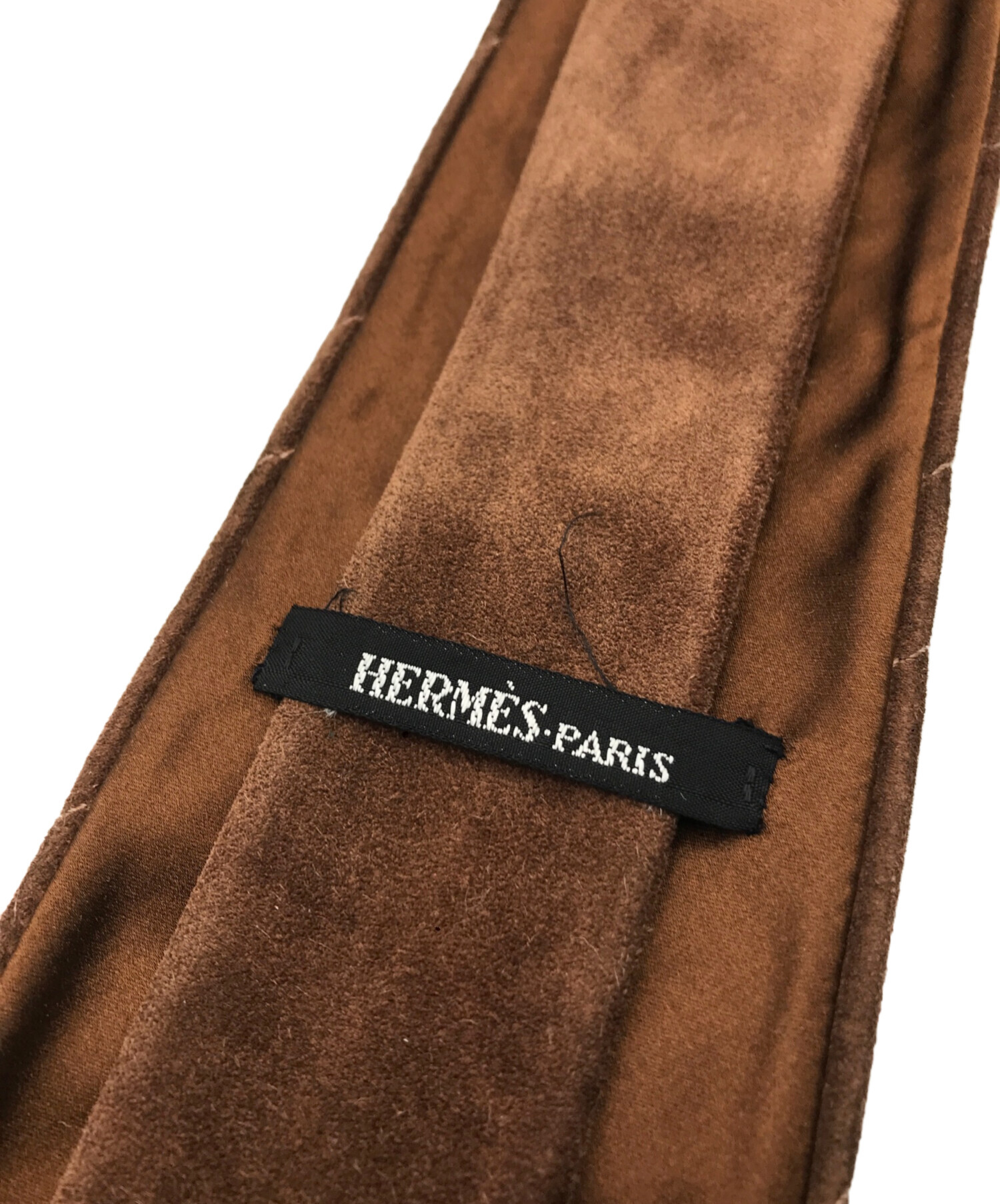 中古・古着通販】HERMES (エルメス) スウェードネクタイ ブラウン