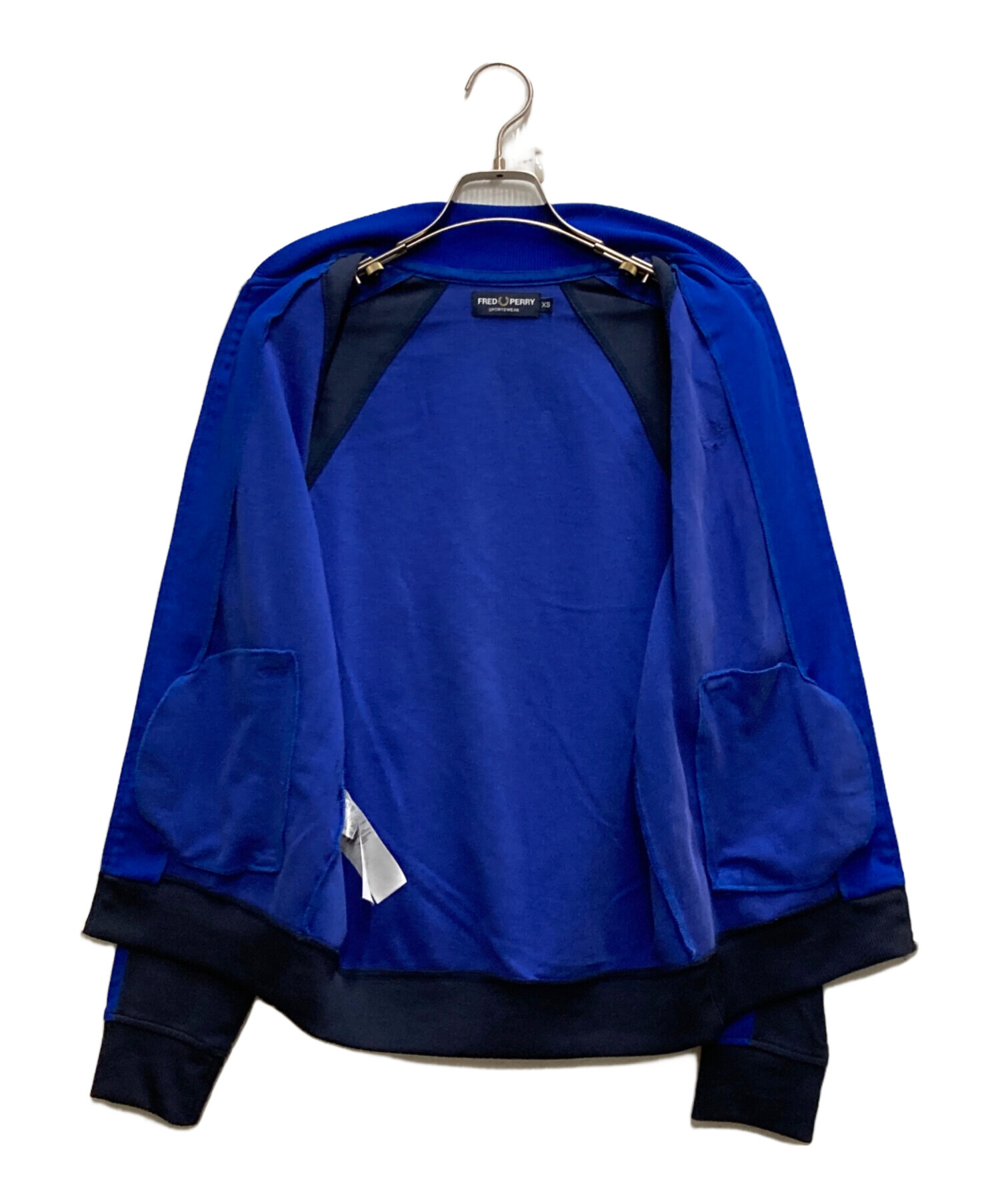 【状態◎】FRED PERRY トラックジャケット　XS  黒×青 中古・古着通販】FRED PERRY (フレッドペリー) トラックジャケット