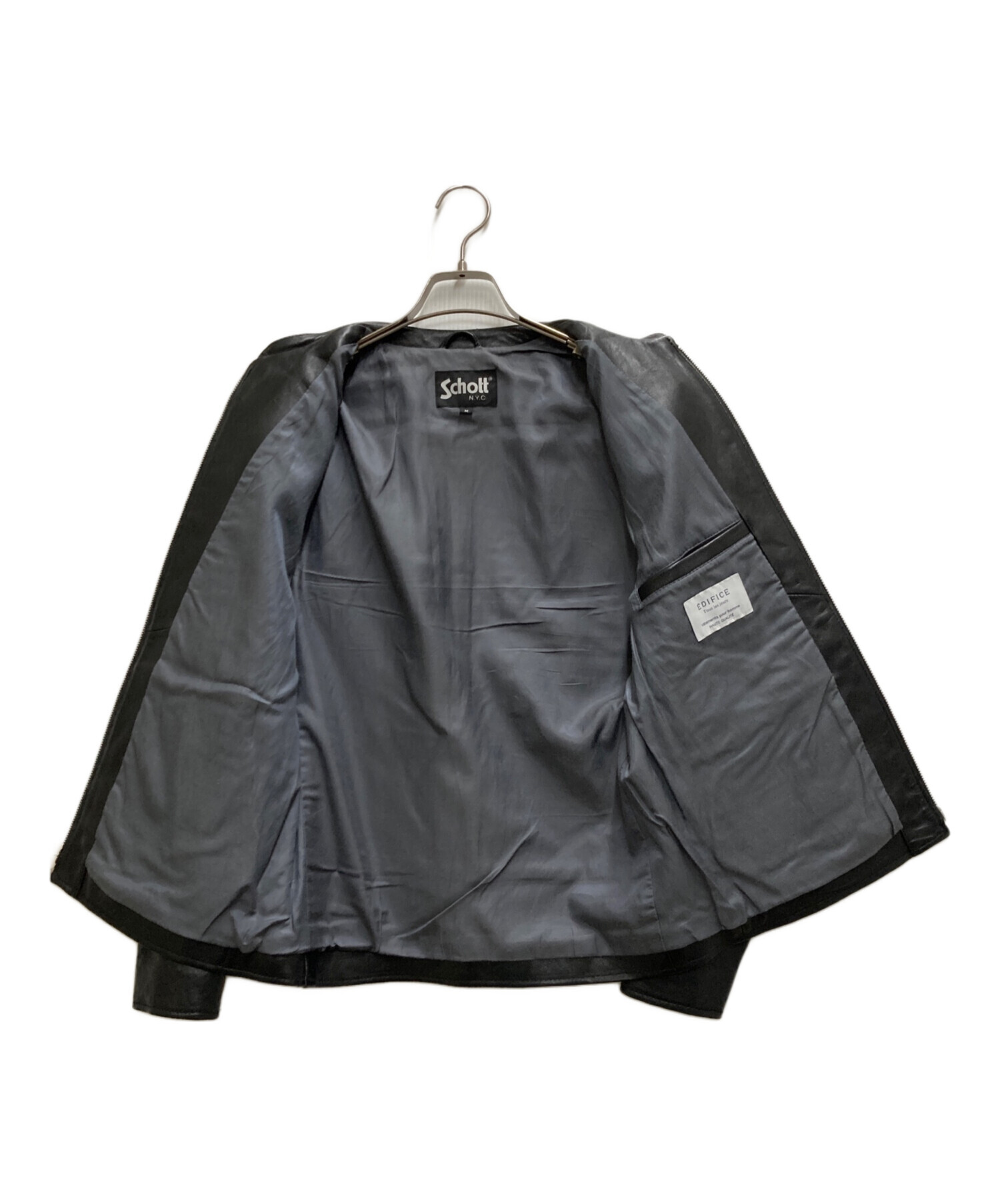 Schott × EDIFICE シングルライダースジャケット EDIFICE（エディフィス） 革ジャン ライダース 「Schott × markaware