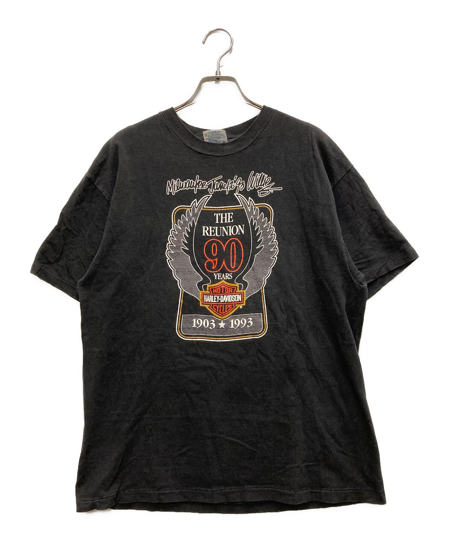 90s HARLEY-DAVIDSON Tシャツ L ブラック 中古・古着通販】HARLEY-DAVIDSON (ハーレーダビッドソン) 90s90周年