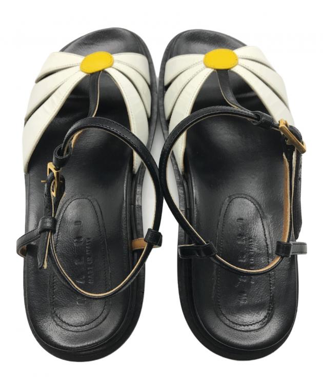 MARNIのフラワーサンダル 中古・古着通販】MARNI (マルニ) フラワーサンダル ブラック サイズ:35