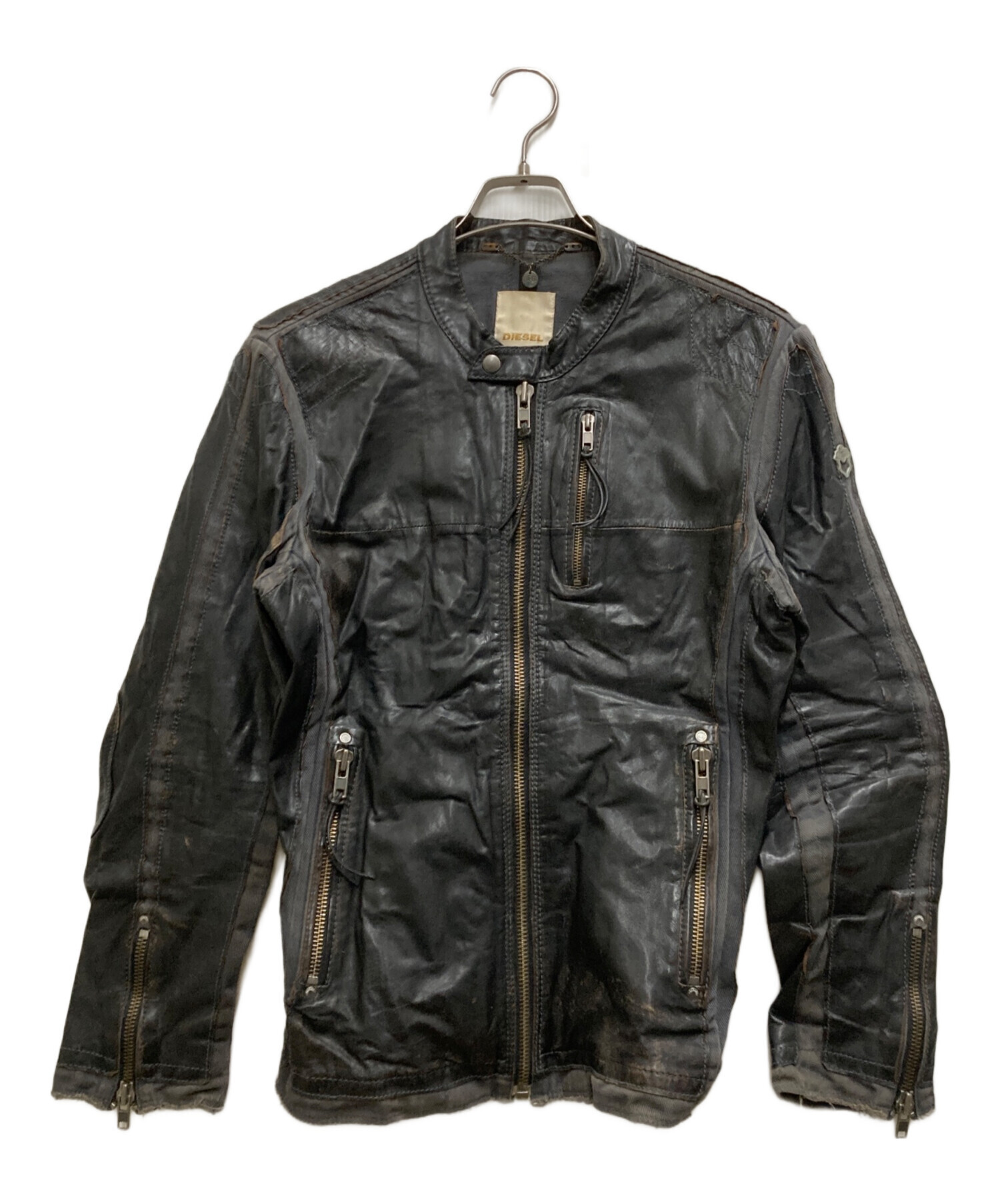 中古・古着通販】DIESEL (ディーゼル) ラムレザーライダースジャケット 