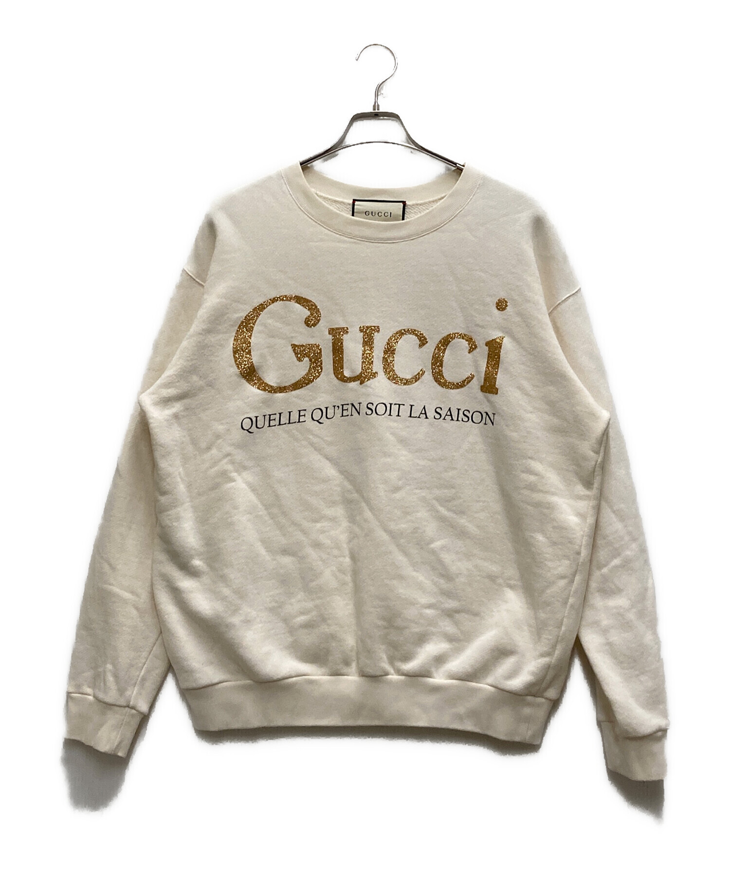 中古・古着通販】GUCCI (グッチ) ラメロゴスウェット ベージュ サイズ