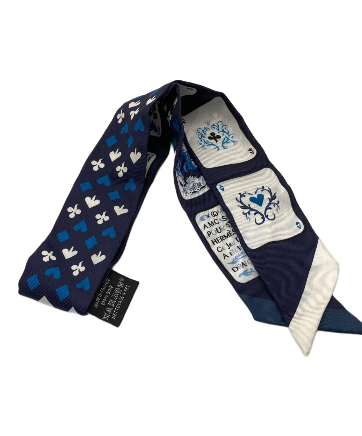 HERMES ツイリー 2本セット 風の民　ネイビー美品クリーニング済み 中古・古着通販】HERMES (エルメス) ツイリースカーフ ネイビー