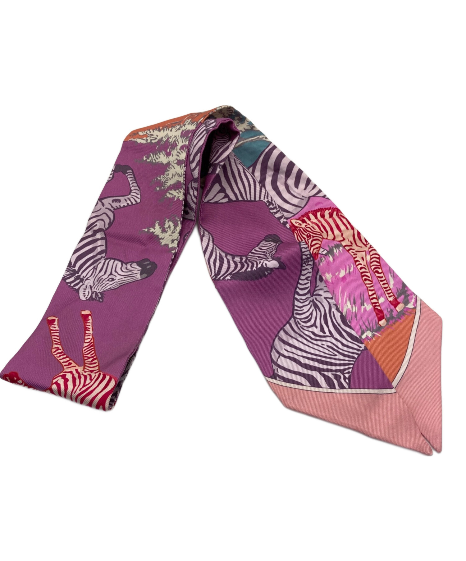 【HERMES】 ツイリー　シルクスカーフ ピンク・紫 中古・古着通販】HERMES (エルメス) ツイリースカーフ パープル