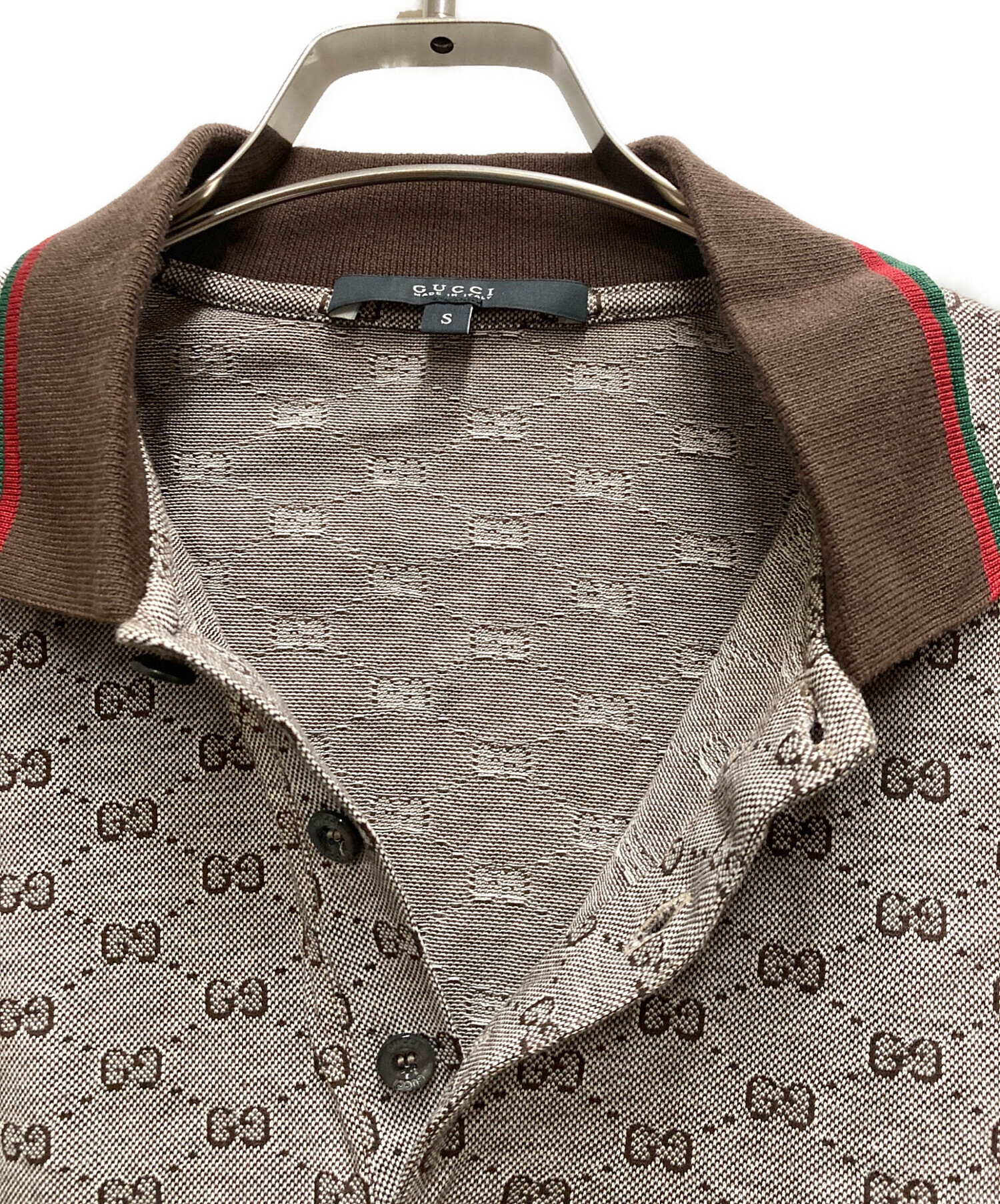 中古・古着通販】GUCCI (グッチ) GG柄 シェリーライン 半袖ポロシャツ