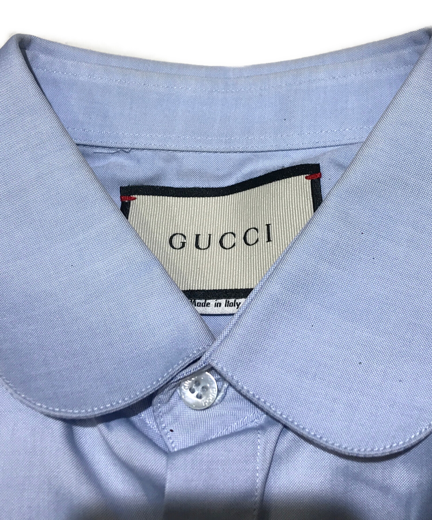 中古・古着通販】GUCCI (グッチ) バタフライ刺繍シャツ スカイブルー