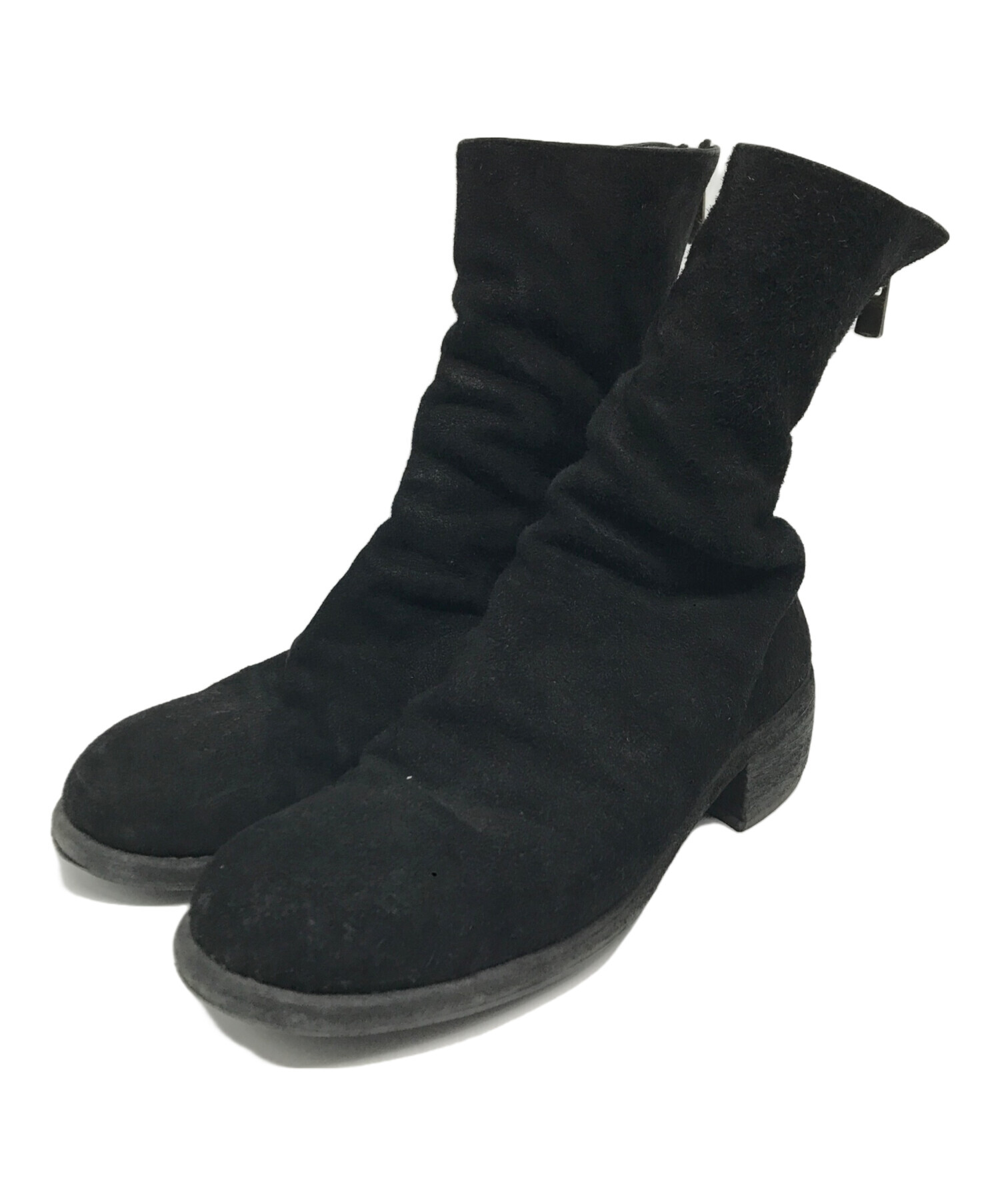 中古・古着通販】GUIDI (グイディ) Back Zip Boots Suede ブラック