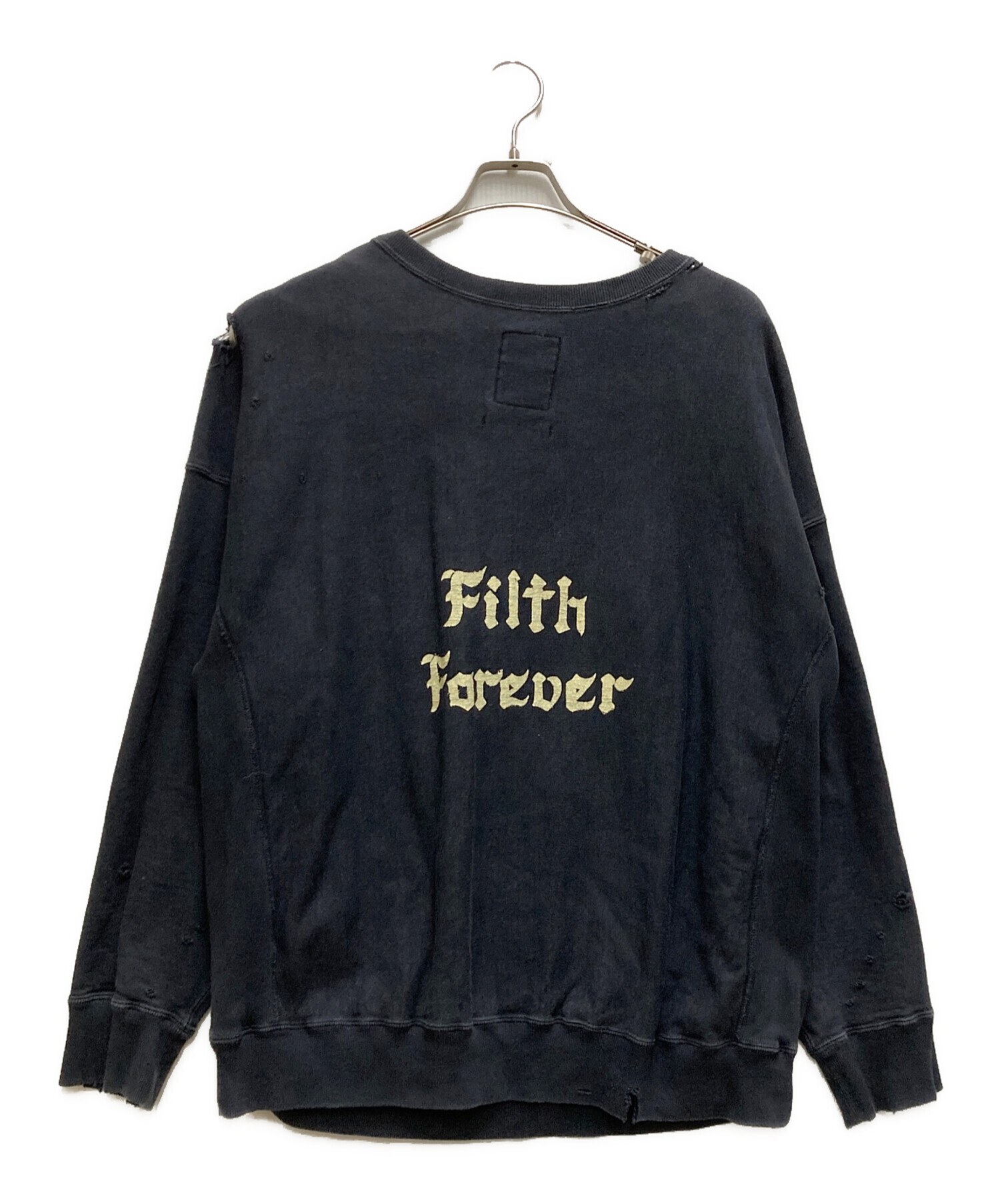 中古・古着通販】BOWWOW (バウワウ) ZIP DAMAGED CREW SWEAT ネイビー 