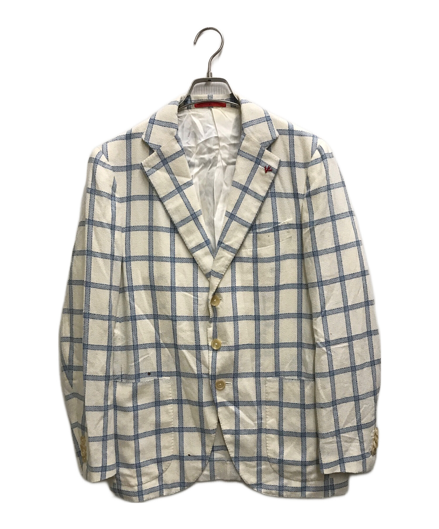 中古・古着通販】ISAIA (イザイア) チェック3Bジャケット ホワイト 