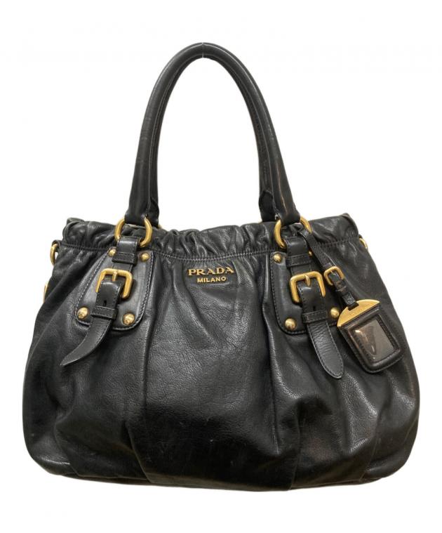 プラダ　レザー　2way バッグ 中古・古着通販】PRADA (プラダ) 2WAY レザーハンドバッグ ブラック
