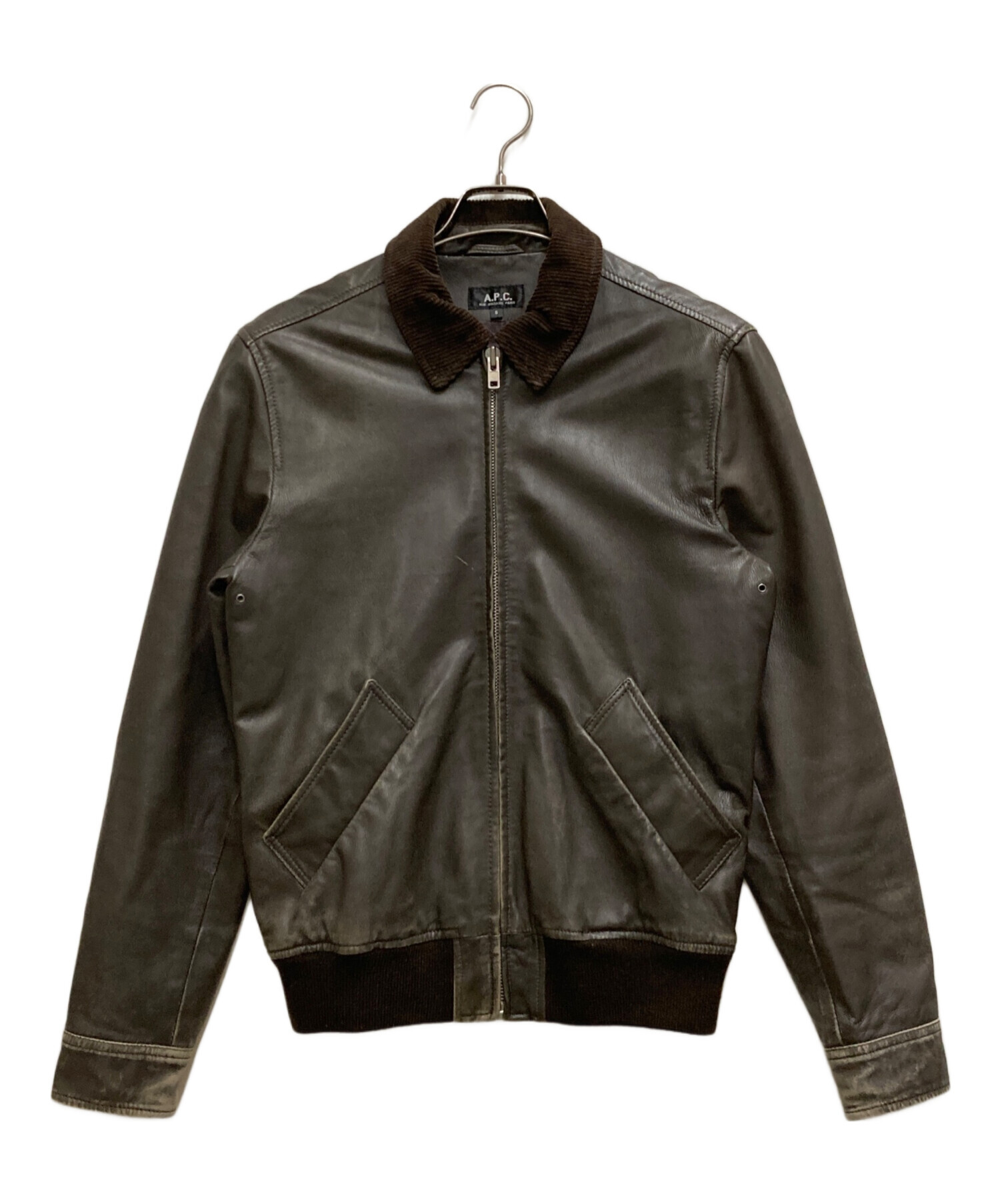 【美品】A.P.C アーペーセ 羊革 レザージャケット ブラウン ブルゾン 中古・古着通販】A.P.C. (アーペーセー) MOTO BLOUSON ブラウン サイズ