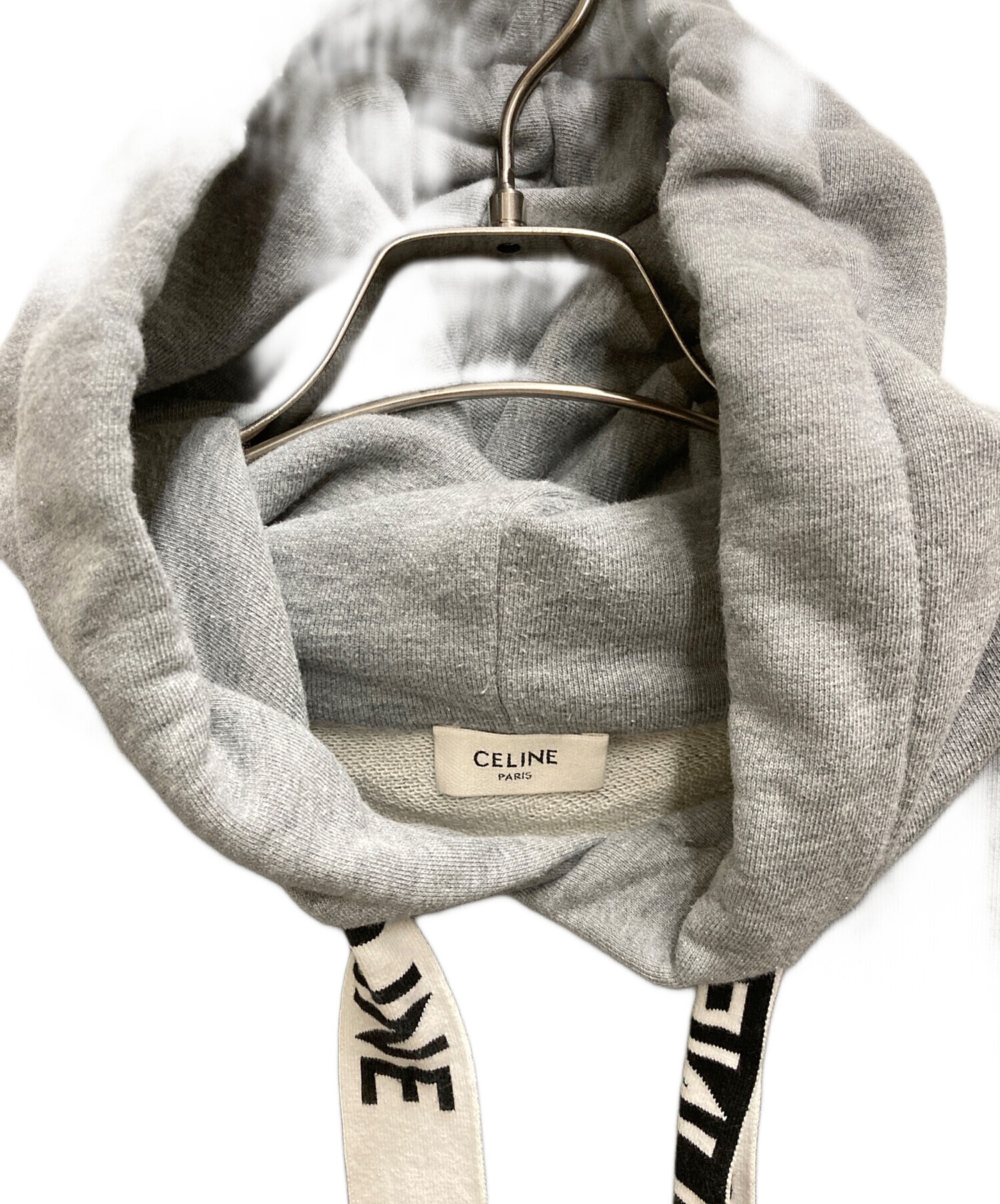 【美品】セリーヌ　ルーズ スウェットシャツ　サイズM グレー 中古・古着通販】CELINE (セリーヌ) フード付 ルーズスウェットシャツ