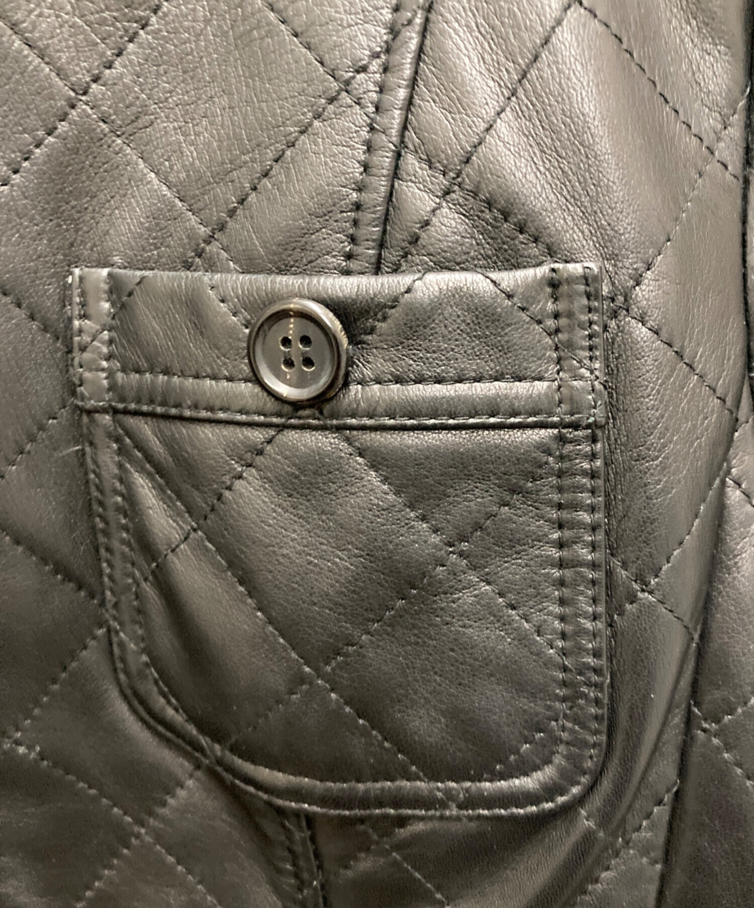 中古・古着通販】ANAYI (アナイ) ラムレザーノーカラージャケット