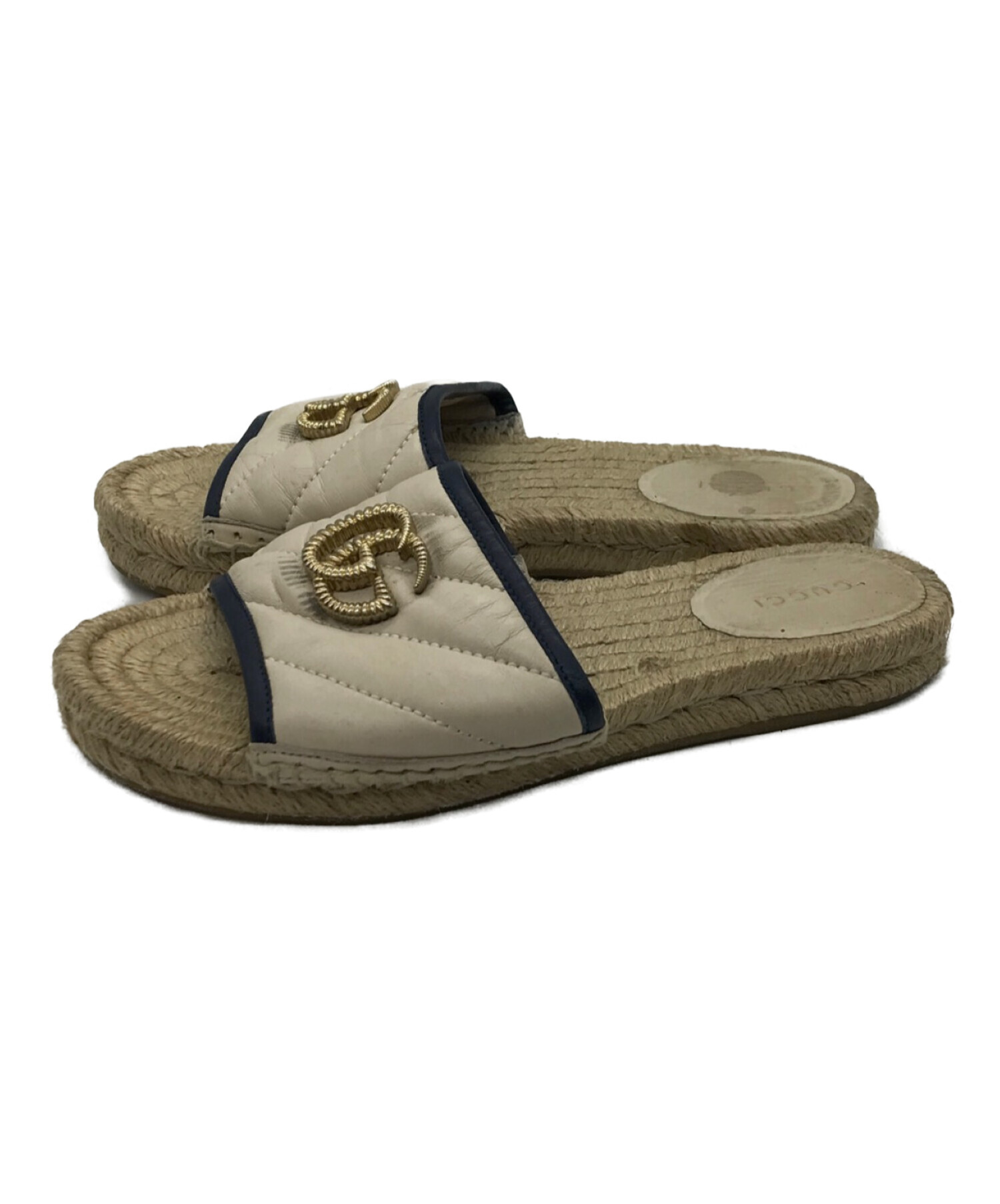 中古・古着通販】GUCCI (グッチ) GGウェッジソールサンダル ホワイト