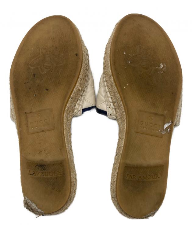 中古・古着通販】GUCCI (グッチ) GGウェッジソールサンダル ホワイト