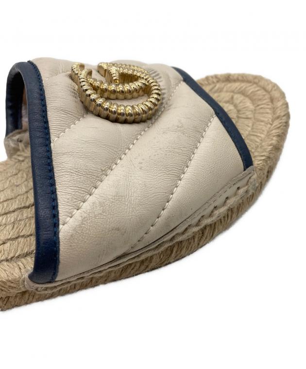 中古・古着通販】GUCCI (グッチ) GGウェッジソールサンダル ホワイト