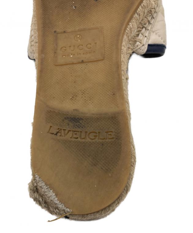 中古・古着通販】GUCCI (グッチ) GGウェッジソールサンダル ホワイト