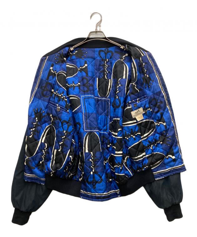 良品 HERMES 80's 90's ラムレザー ボンバー ジャケット 52 中古・古着通販】HERMES (エルメス) ボンバージャケット ネイビー