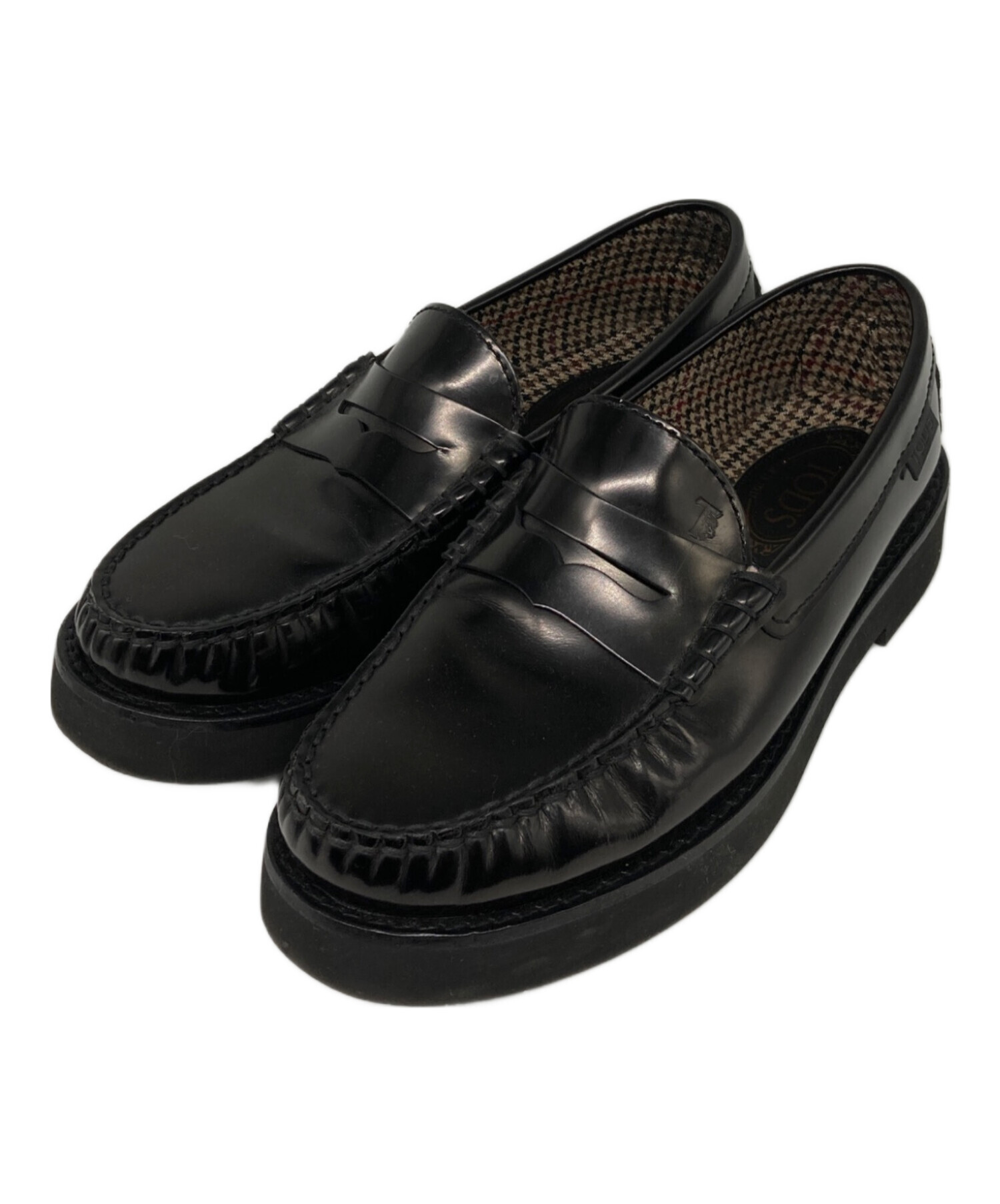 TOD'S ブラックローファー 36½ 中古・古着通販】TOD'S (トッズ) コインローファー ブラック サイズ:7