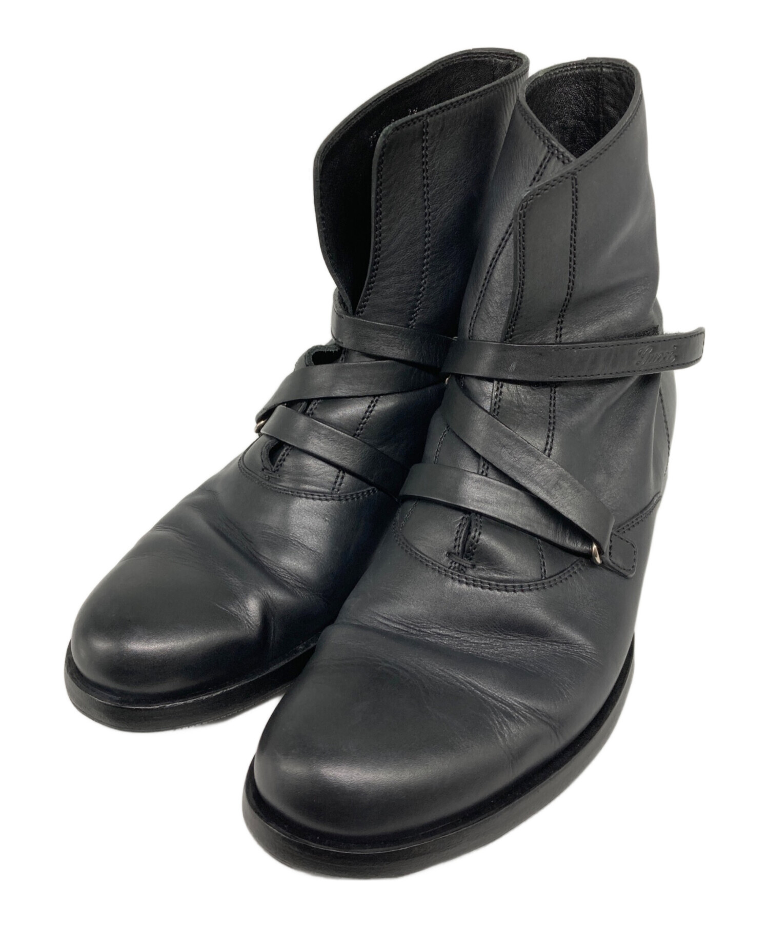 GUCCI. ブラックブーツ ジッパー付き 中古・古着通販】GUCCI (グッチ) ジョッパーブーツ ブラック サイズ:7