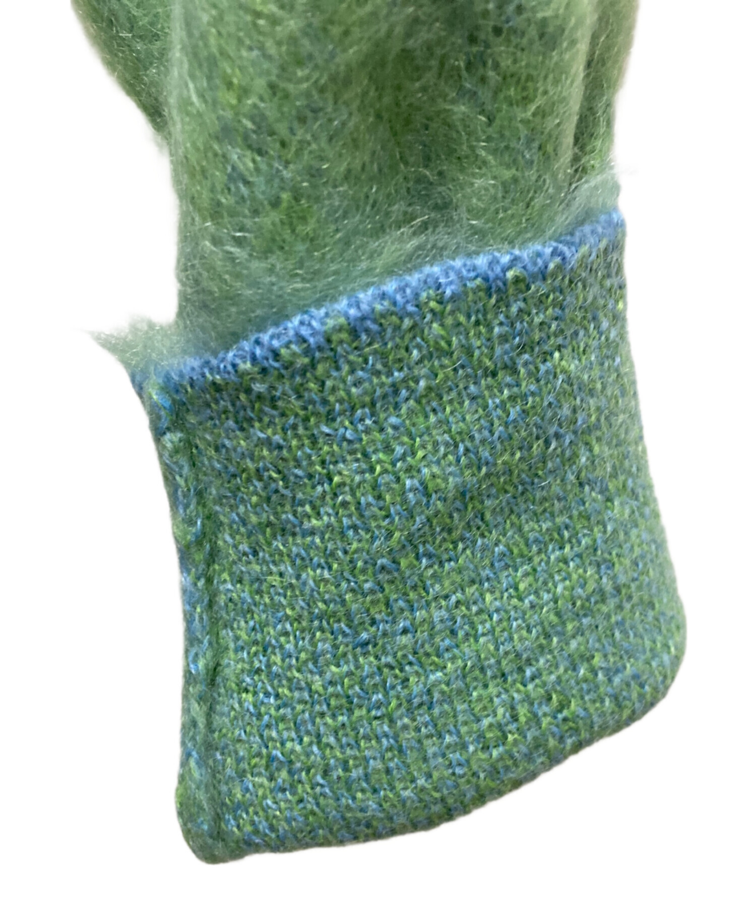 中古・古着通販】NKNIT (ンニット) モヘア混ニット グリーン×ネイビー