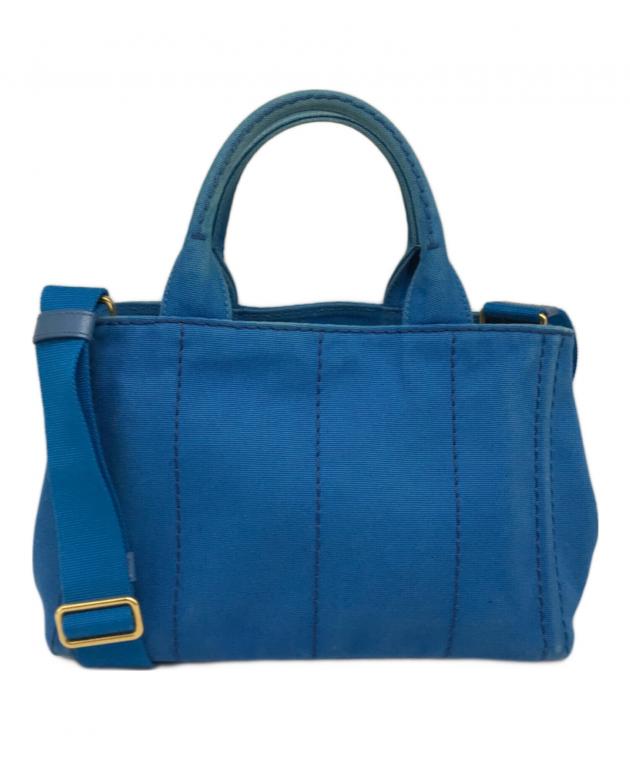 中古・古着通販】PRADA (プラダ) カナパ2wayミニトートバッグ ブルー