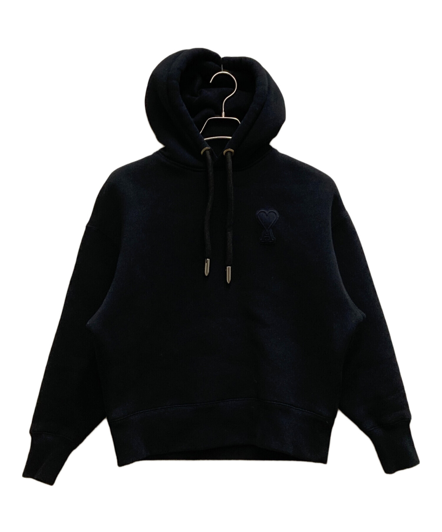 アミアレクサンドルマテュッシ 　刺繍ロゴ　パーカー　ブラック　M アミ アレクサンドル マテュッシ ロゴ刺繍 スウェット パーカー L