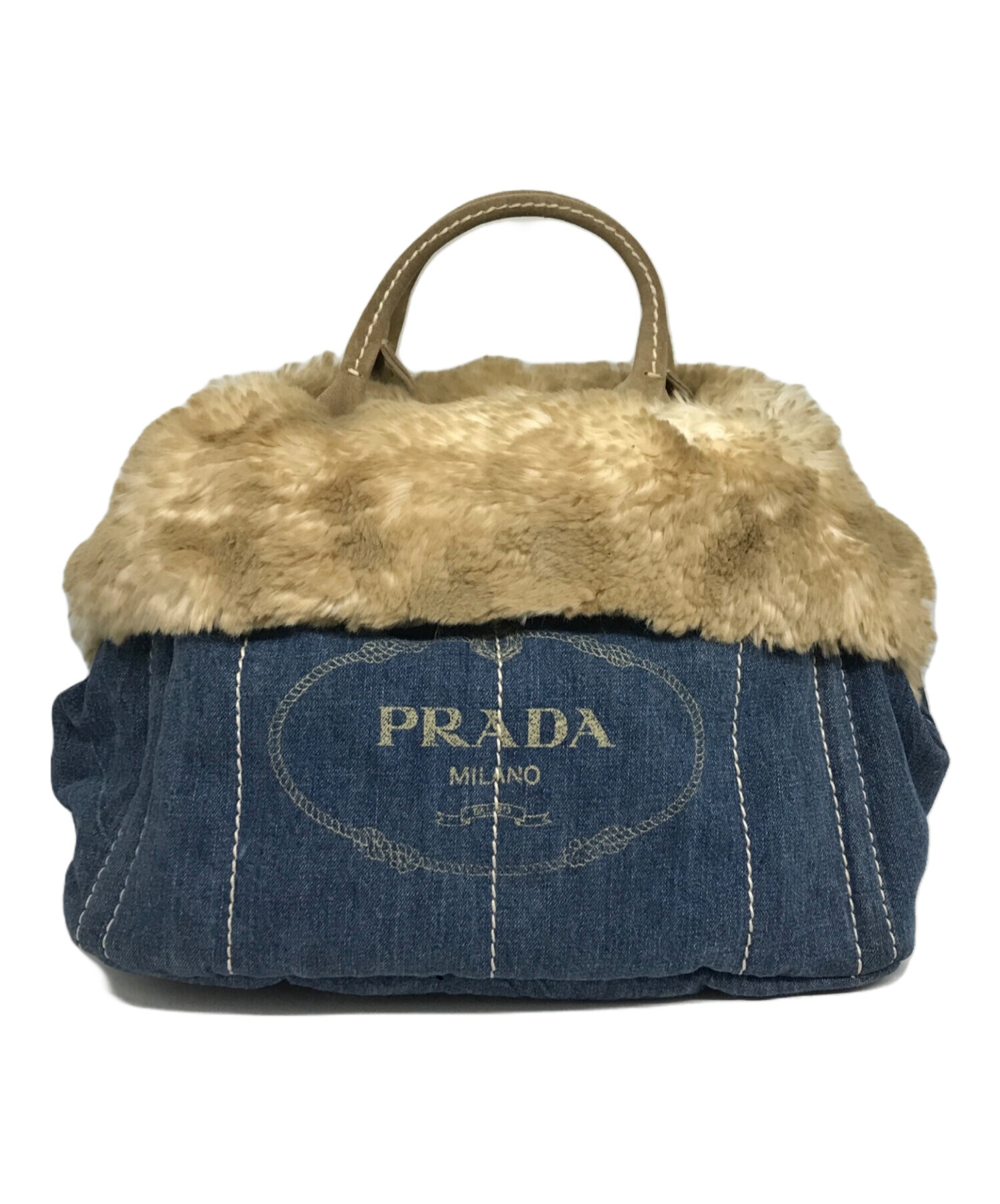 中古・古着通販】PRADA (プラダ) カナパファートートバッグ ネイビー