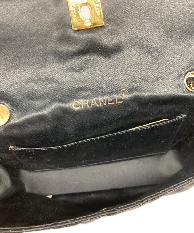 中古・古着通販】CHANEL (シャネル) サテンショルダーバッグ ブラック