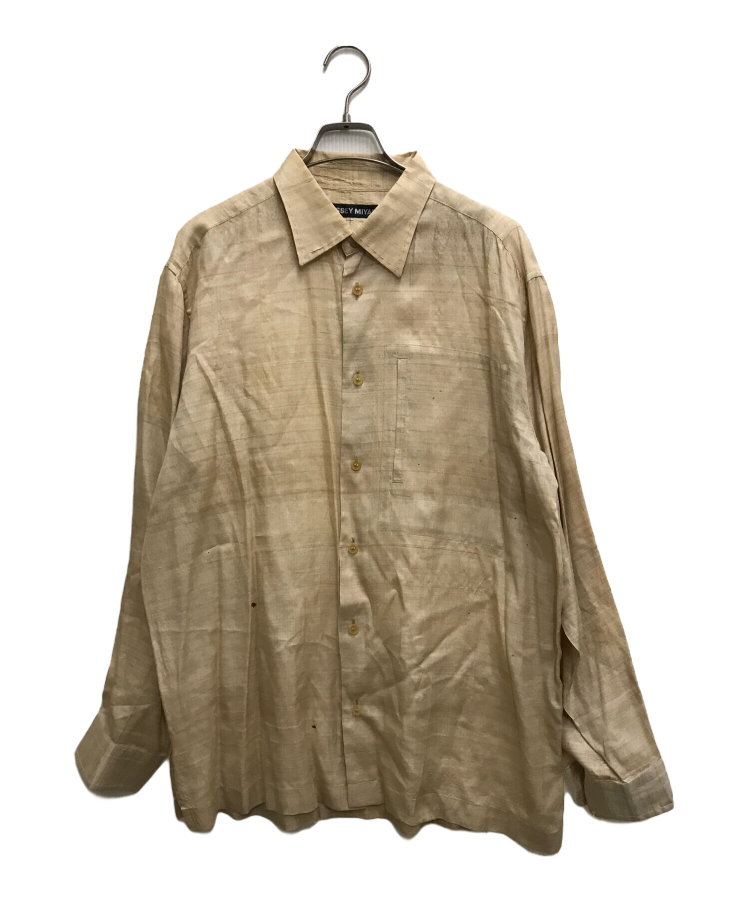 ISSEY MIYAKEベージュ クシャクシャ 長袖シャツ M 中古・古着通販ISSEY 