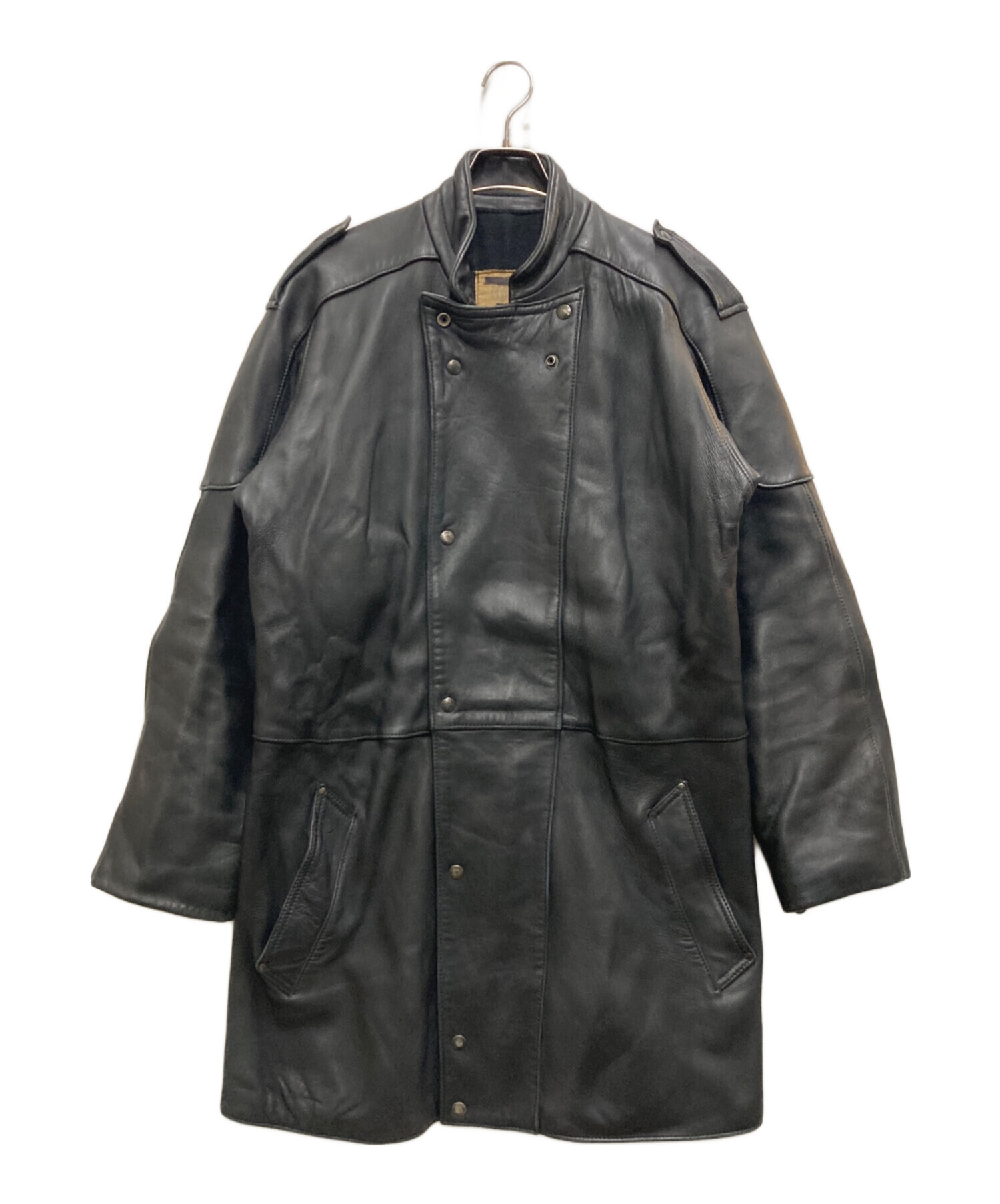 80s90sビンテージ【モーターサイクルレザーコート・モッズパーカー】黒 中古・古着通販】French Army (フレンチアーミー) 80's モーター