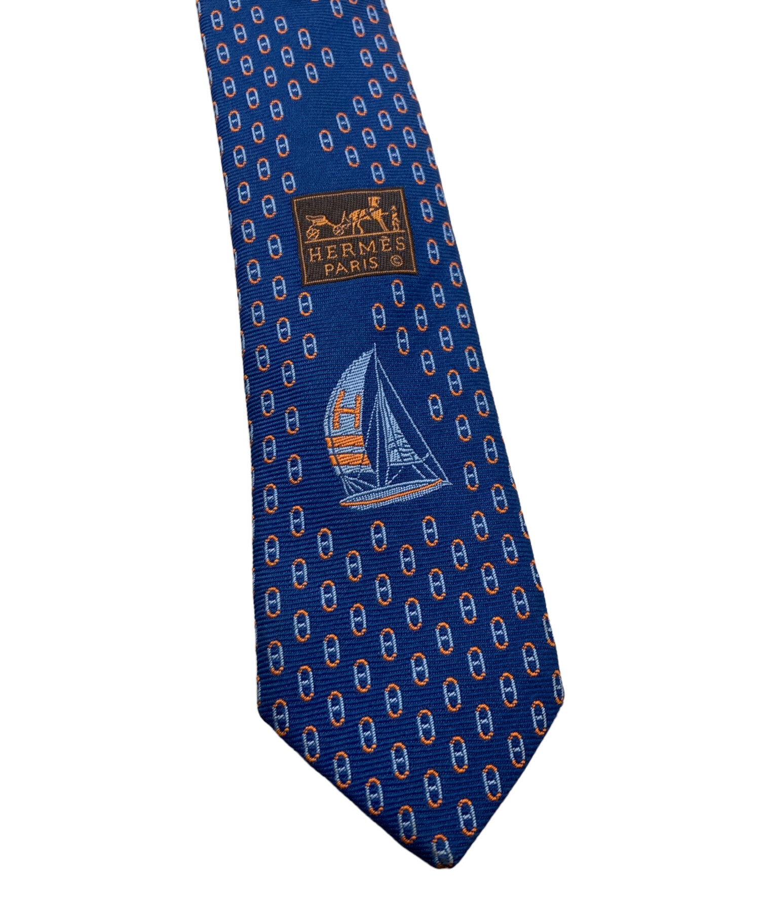新品未使用　エルメス　ネクタイ　ブルー 中古・古着通販】HERMES (エルメス) A Bon Port ネクタイ ブルー