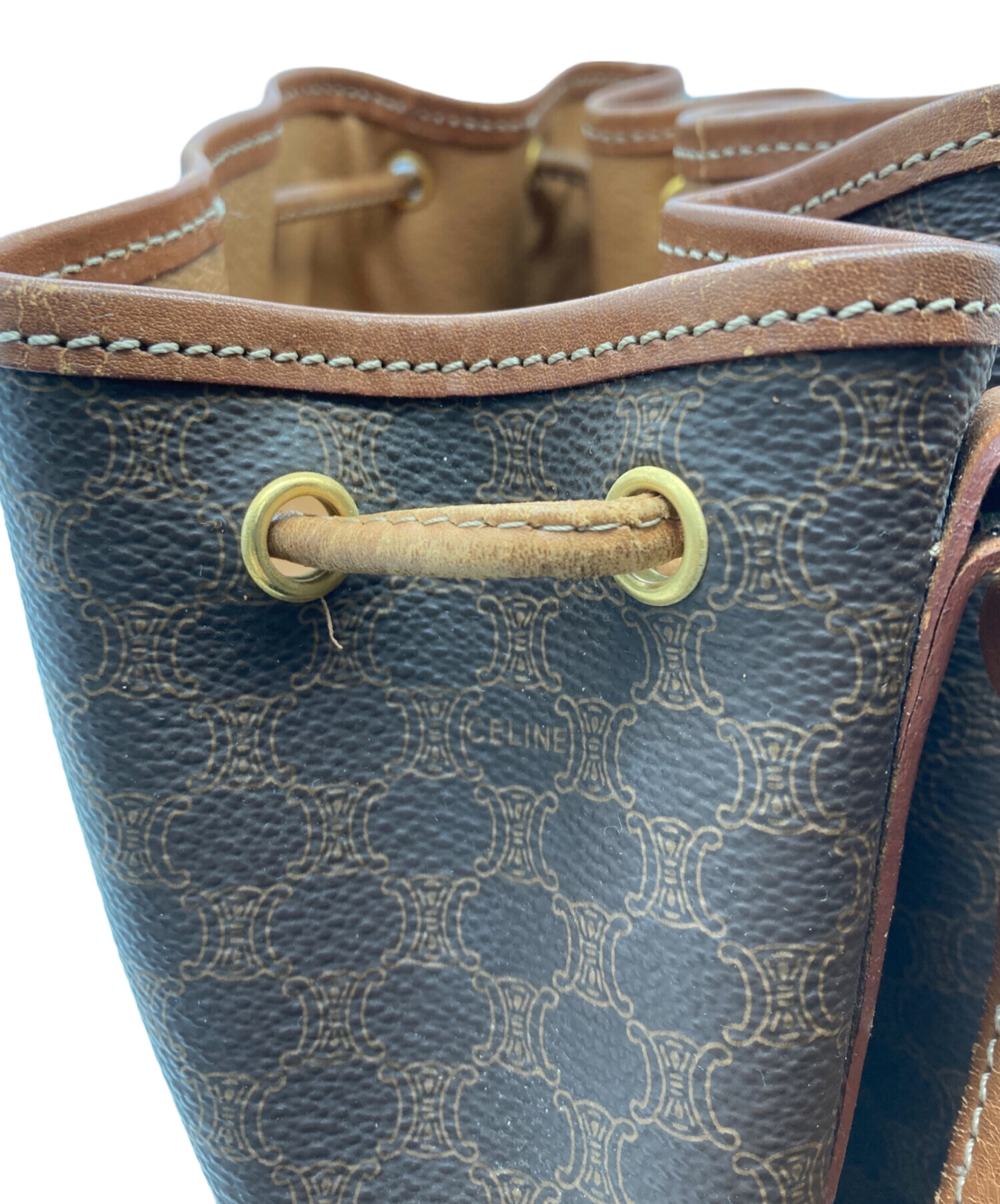 中古・古着通販】CELINE (セリーヌ) マカダム柄巾着ショルダーバッグ