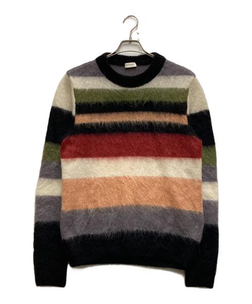 美品 SAINT LAURENT PARIS モヘアボーダーニット 黒 モヘヤ 中古・古着通販】Saint Laurent Paris (サンローランパリ) ボーダー