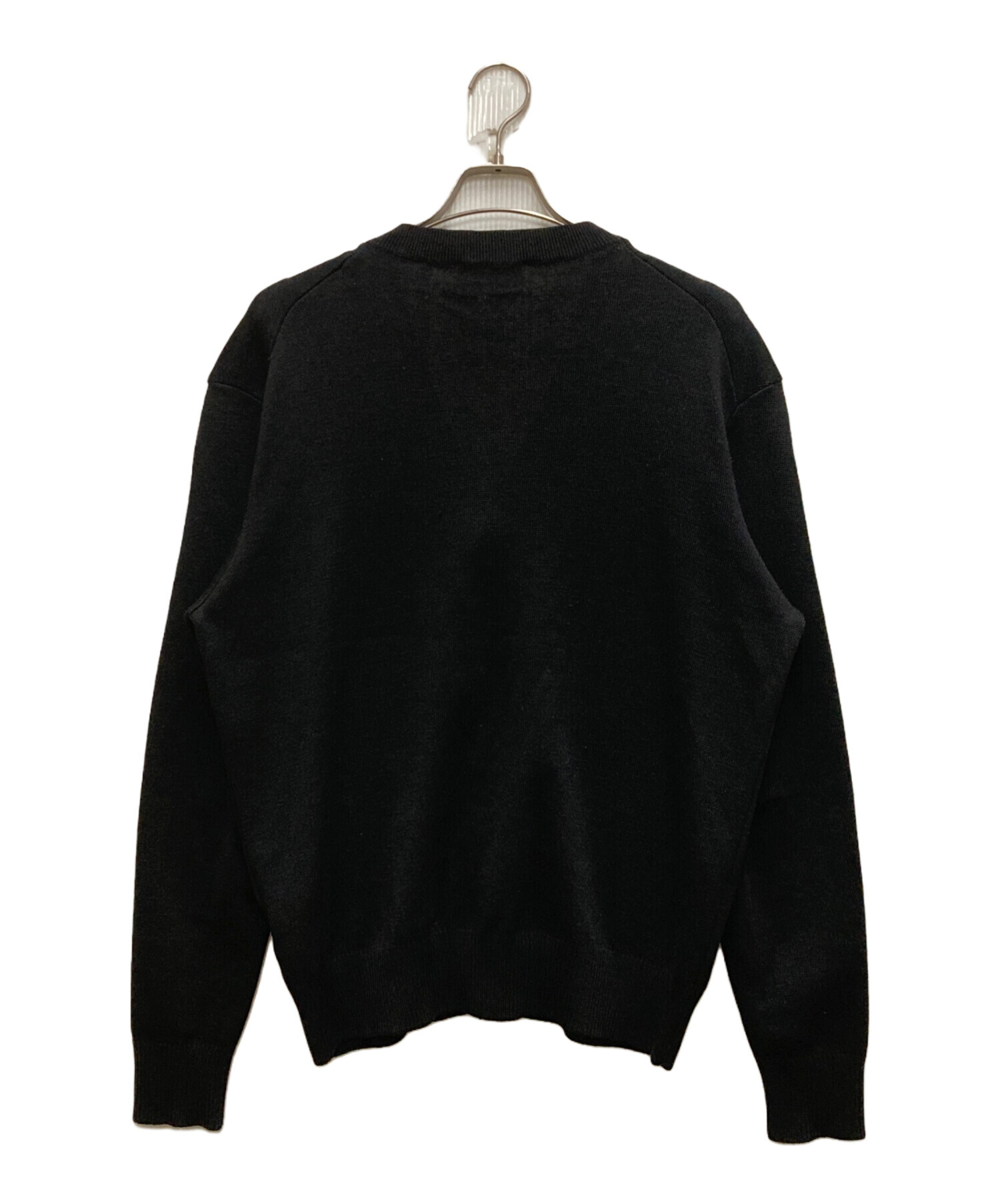 未使用級 現行 ami メリノウール カーディガン ブラック ロゴ刺繍 メンズ LサイズAMI PARIS アミ パリス AMI DE COEUR カーディガン AMI PARIS