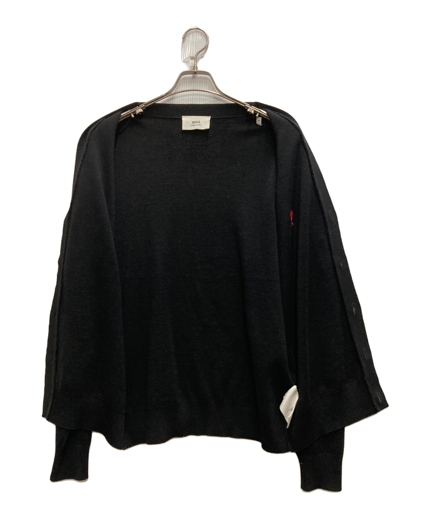 ami 黒 カーディガン ハート刺繍 AMI ハート刺繍 ブラックカーディガン男女兼用 ami ブラック