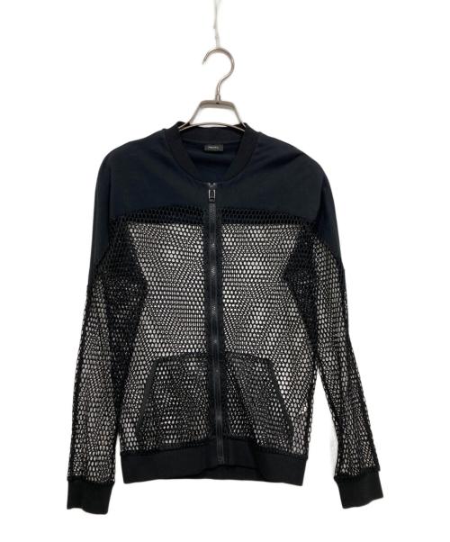 DIESEL メッシュディテール ブラックトップス 中古・古着通販】DIESEL (ディーゼル) メッシュジップアップカットソー